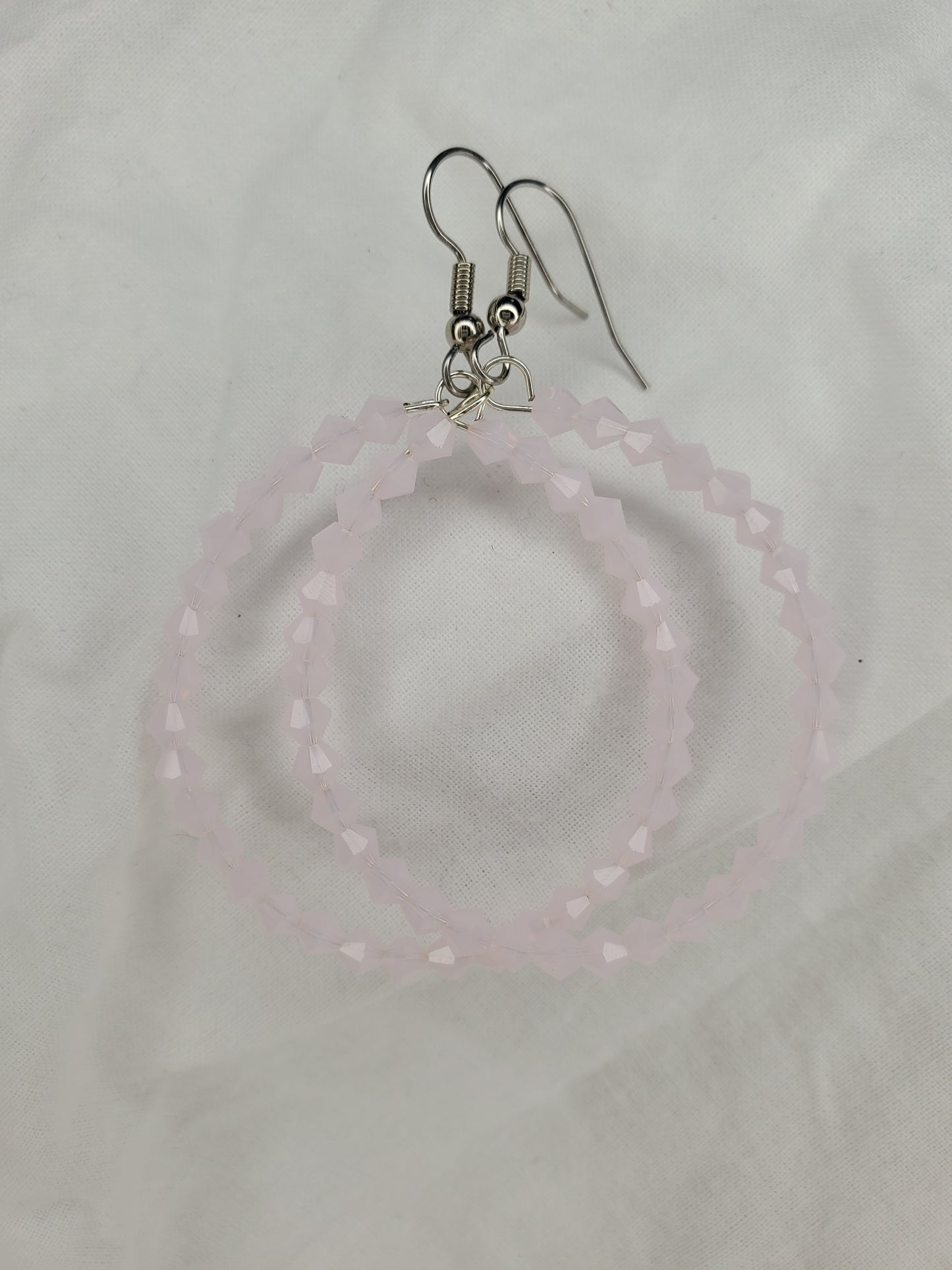 Fire Polished Crystal Hoops-Baby Pink