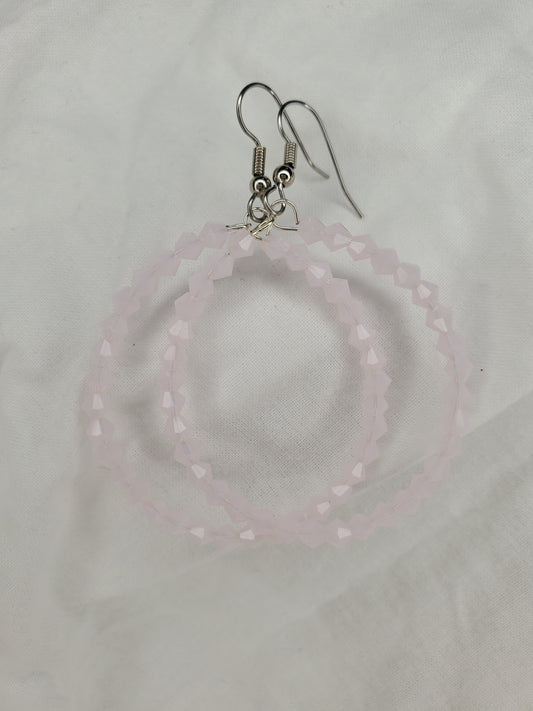 Fire Polished Crystal Hoops-Baby Pink