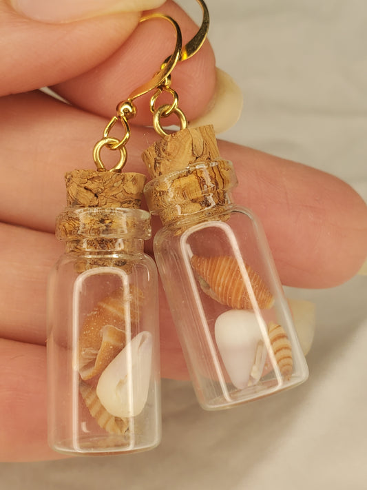 Ocean Bottle Charm Dangle- Shells