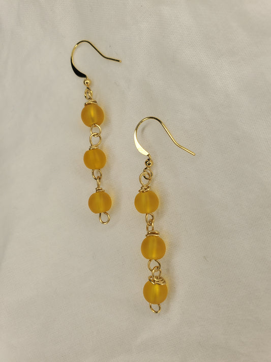 Sea Glass Bead Dangle Yellow